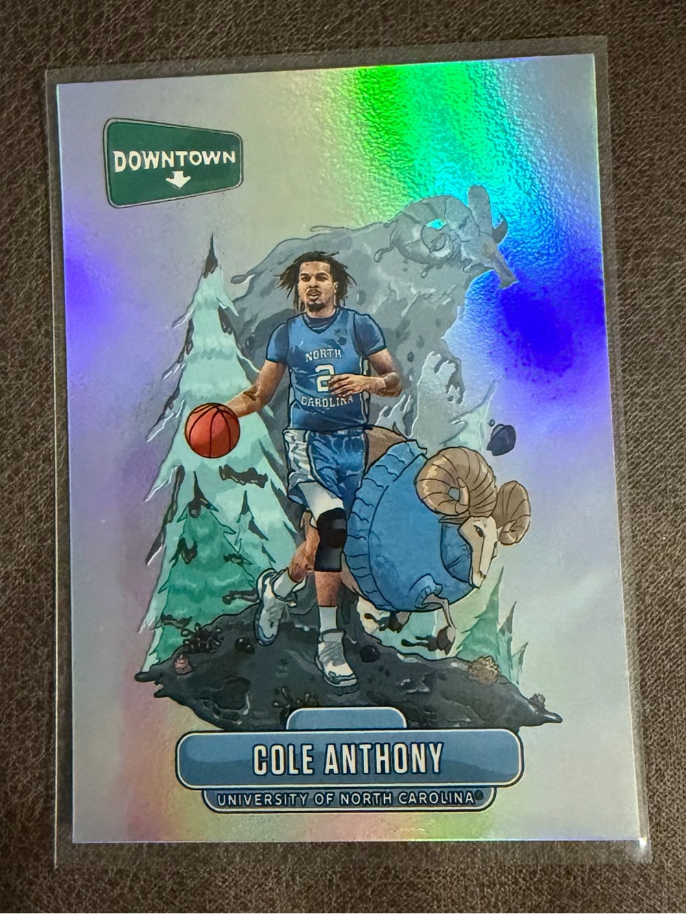 Panini 2020-21 Prizm Draft Picks Cole Anthony Downtown Insert #D-3 UNC